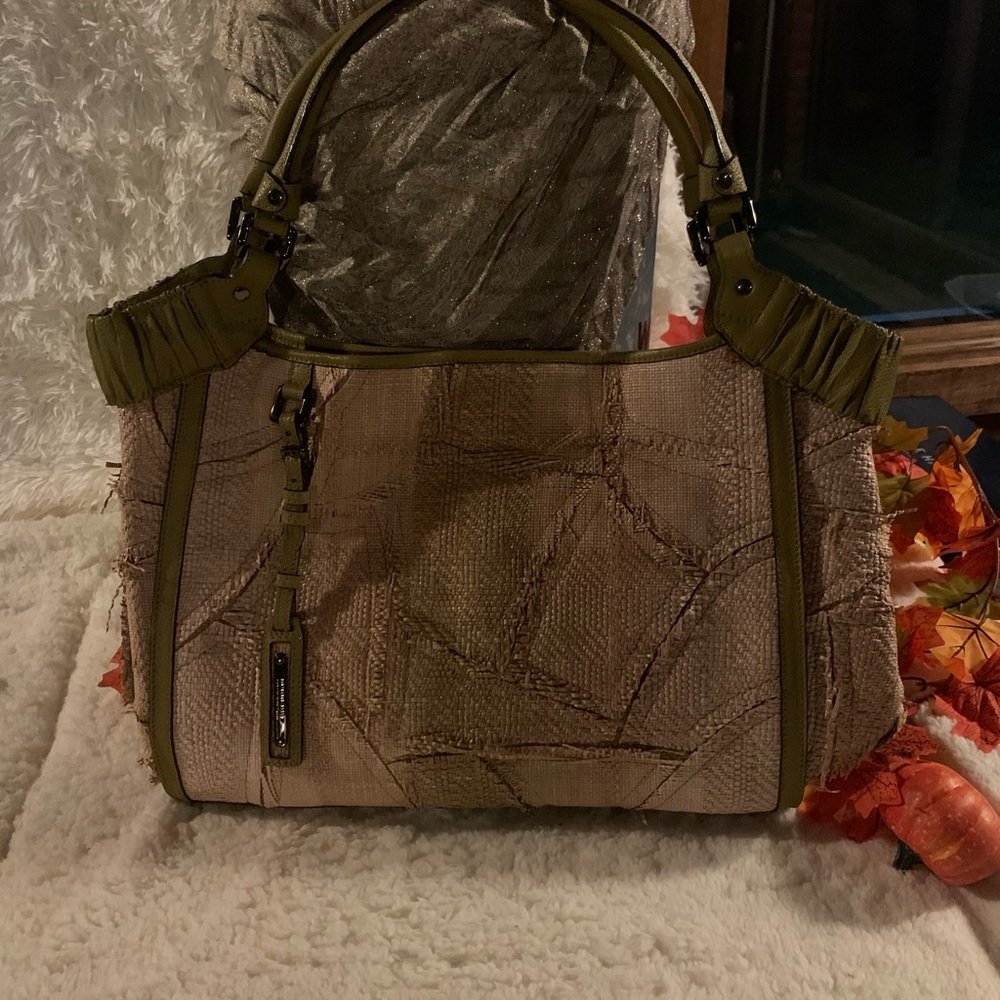 💯Burberry Prorsum Covington Lg Raffia Gr Leather - Picture 2 of 11